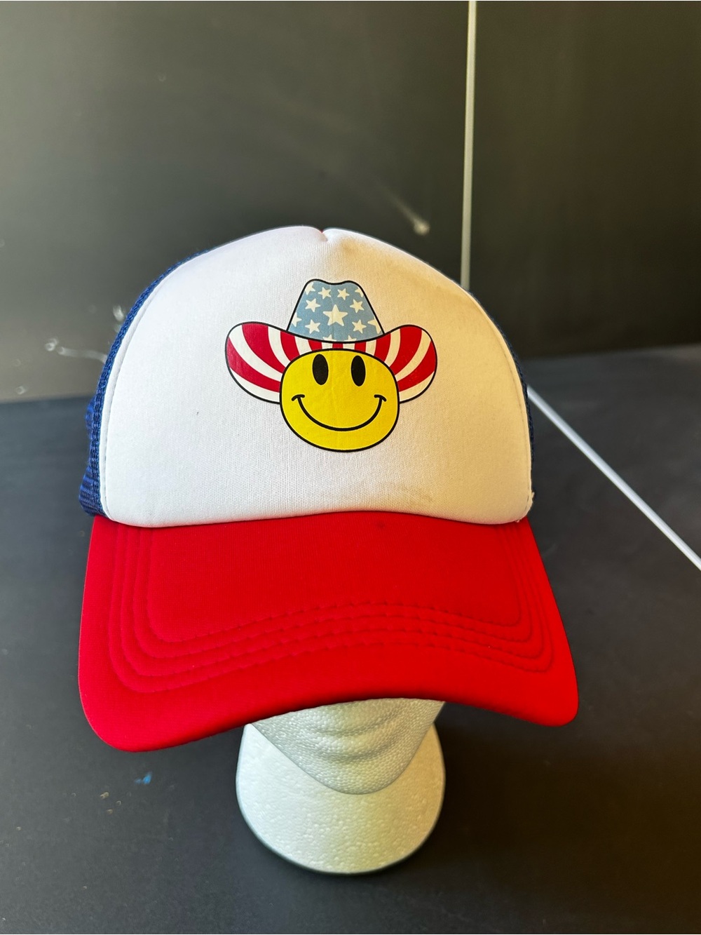 Patriotic USA Unisex Red, White & Blue Smiley Cowboy Hat Cap